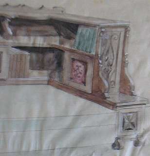 FURNITURE DRAWING ART DECO LUBAC 1920 DAY BED LIBRARY  