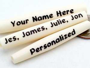   PERSONALIZED White BONE Hairpipe 2 inch Beads   Custom Laser Engraved