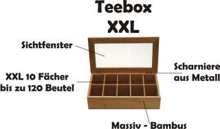 Teebox Teekiste Teedose Tee XXL 10 Fächer Bambus NEU   