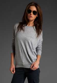 VINCE Ribbed Back Crew Sweater in Pewter  