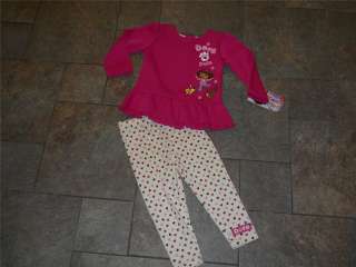 NWT Dora the Explorer 2 Pc Outfit Pink Sweatshirt Leggings 18 24 mo 3T 