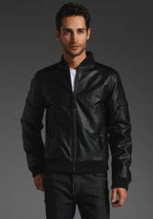 MG BLACK LABEL Oi Leather Track Jacket in Onyx  
