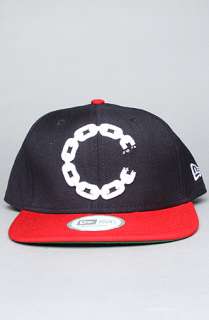 Crooks and Castles The New Era Chain C Snapback Hat in Navy Scarlet 
