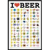 Bier Poster I love Beer + ALU Rahmen, schwarz