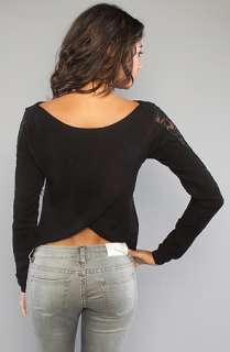 Free People The Fuzzy Lace Sleeve Knit Top in Black  Karmaloop 