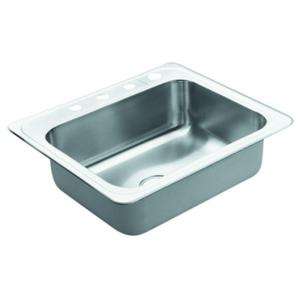 MOEN Excalibur Drop in Stainless Steel 25x22x8 4 Hole Single Bowl 