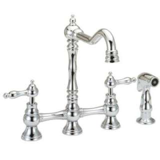 Belle Foret Bridge Kitchen Faucet With Metal Lever Handles in Chrome 
