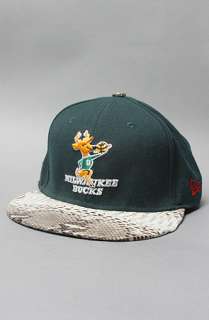 Menaud Sportswear The Milwaukee Bucks Snakeskin Snapback Hat in Green 