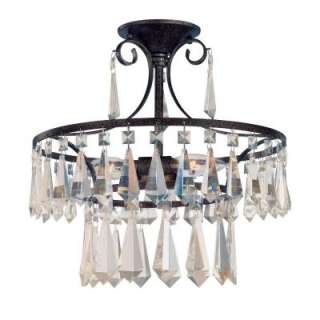   Flush Bronze Ceiling Fixture with Crystals WI587389 
