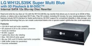 LG WH12LS39K Super Multi Blue Internal SATA 12x Blu ray Disc Rewriter 