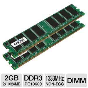 Crucial 2GB PC10600 DDR3 1333MHz Desktop Memory Upgrade   2x1024MB at 