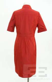 Burberry London Red Tuxedo Front Half Sleeve Shirt Dress Size 10 