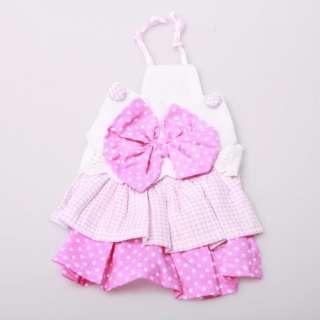   Layered Dress Pink bowknot Summer Spring Puppy Girl Skirt  