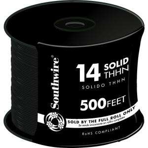 Southwire 500 ft. Black 14 Solid THHN Wire 11579057 