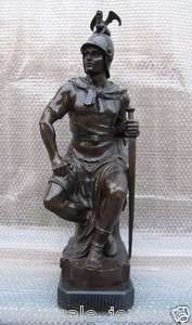Greek Roman Seat Warrior Knight Soldier Ares Base Statue Pure Bronze 