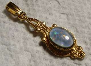 Vintage VICTORIAN STYLE Opal Glass Cabochon Pendant 1  