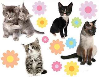 27pc kittens flowers cats wall stickers girls cutouts free economy 