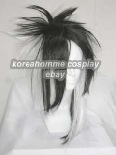 Visual Rock Punk Cosplay Wig black mix white costume  