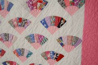 Vintage 30s Grandmothers Fan Hand Stitched Antique Quilt ~NICE SMALL 