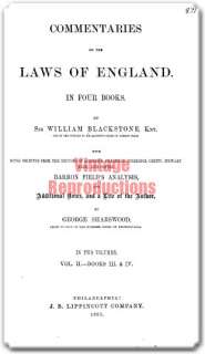WILLIAM BLACKSTONES LAWS OF ENGLAND COMMON LAW Book CD  