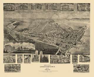 Panoramic Map Chestertown Maryland 1907 Kent County  