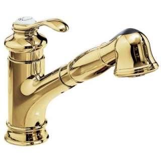   Single HandlePull Out Sprayer Kitchen Faucet in Vibrant Polished Brass