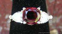   White Gold Ring 1.45 Carats Ruby .52cts Heart Shape Diamonds  