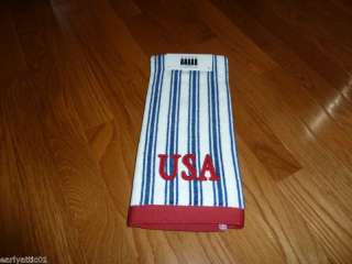    Appliqued Striped Hand Towel Red White and Blue 400915432369  