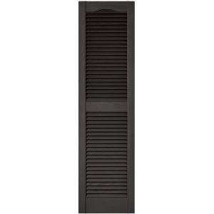 Builders Edge 15 in. x 55 in. Louvered Shutters Pair #018 Tuxedo Grey 
