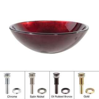 Glass Vessel Sink in Irruption Red with Oil Rubbed Bronze Pop up Drain 