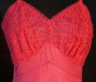 Vintage Vanity Fair Full Hot Pink Slip W/Lace Bust Cups Label Size 