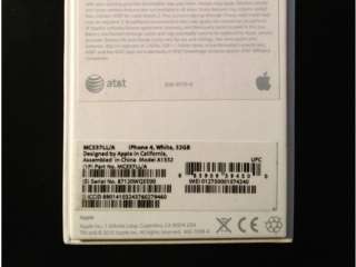 BRAND NEW WHITE AT&T APPLE IPHONE 4 32GB MC537LL/A 885909394500  