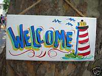 WELCOME POOL PATIO BEACH LIGHT HOUSE PLAQUE SIGN  