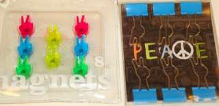 Peace Sign Desk Set 6 Binder Clips 8 Magnets *DORM ROOM  