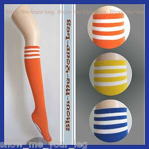 New Cotton Blend Striped Knee High Socks Orange  