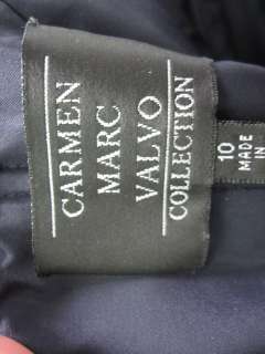 CARMEN MARC VALVO Navy Blue Beaded Strapless Dress 10  