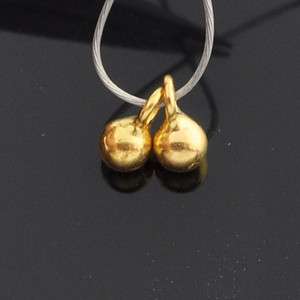 7mmx5mm 18k Solid Yellow Gold Ball Charm Finding PAIR  