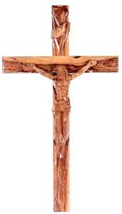 Crucifix Large Beautiful Carved Holy Land Olive Wood  