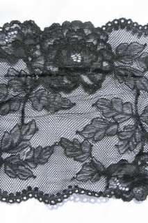 Black Galloon sheer FRENCH stretch lace 6.5 wide BTY  