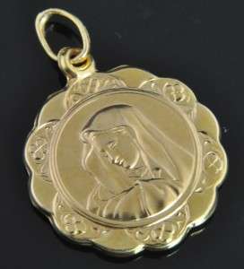 Italian Estate Vtg Itaor 14K Yellow Gold Madonna Religious Medal Charm 