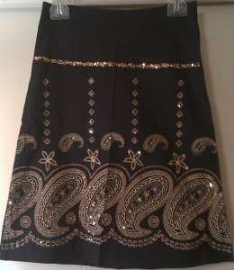 Weather Vane Classic A Line Paisley Sequin Skirt NWT  