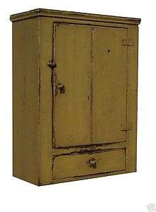PRIMITIVE WALL CABINET CUPBOARD PAINTED COUNTRY EARLY AMERICAN 