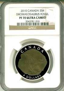 2010 S$4 Canada Dromaeosaurus Fossil NGC PF70 UC  