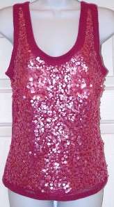 New $298 Magaschoni PINK sequin Cashmere top shirt S  