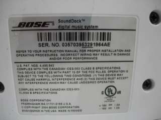 BOSE SOUNDDOCK SOUND DOCK DIGITAL MUSIC SYSTEM iPOD HOOKUP  