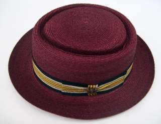 Biltmore Wine Porkpie Style Straw Dress Hat  