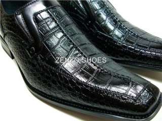 ALDO Mens Black Crocodile Texture Dress Casual Shoes  
