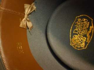 Vtg DOBBS FIFTH AVENUE Fedora Hat Gray w/ Black Band 1940s Bow Size 7 