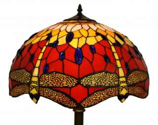 Beautiful Stained Glass Tiffany Style Floor Lamp Lamps Red Dragonfly 