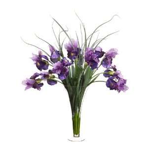  Faux 36Hx30Wx30L Iris/Areca Bush in Vase Purple Patio 